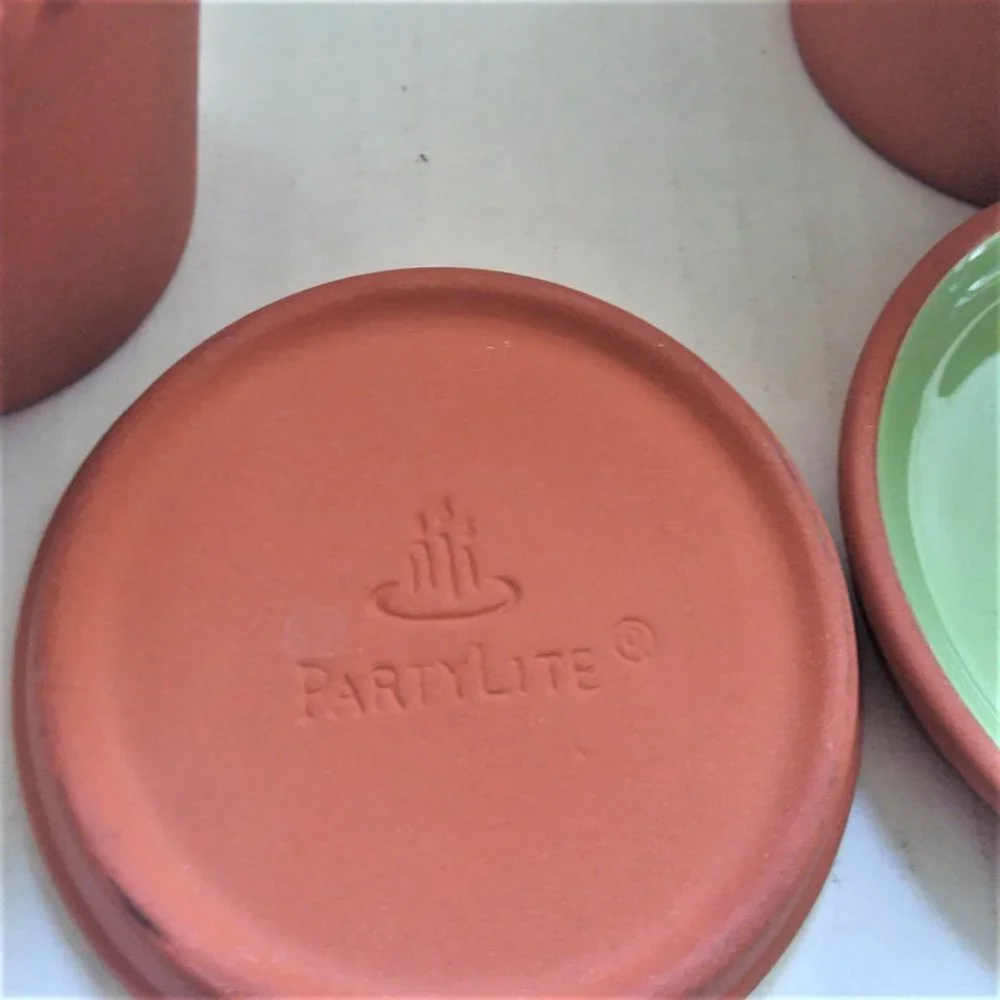 Candle Holders PartyLite Terra Cotta Mini Garden Pots Votive Trio RARE Retired - Picture 4 of 9